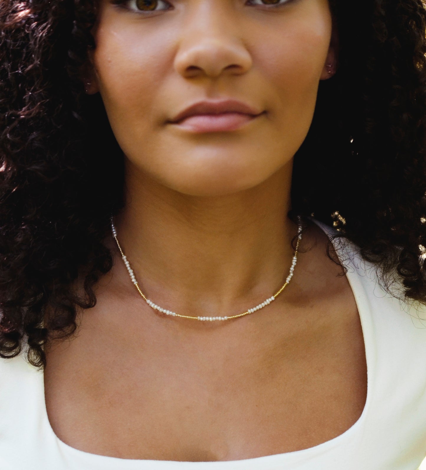 Beaded White Pearl Necklace
