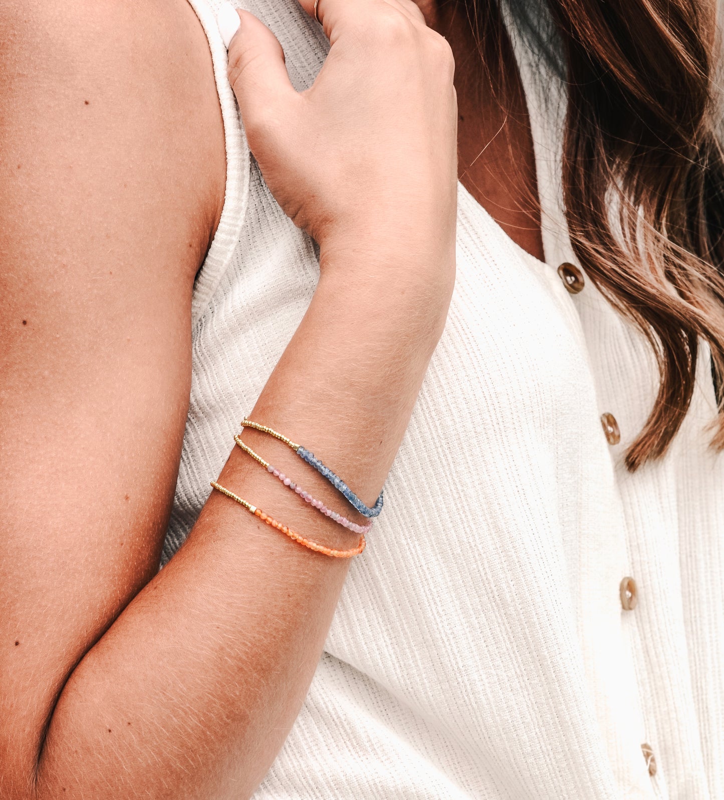 Natural Orange Carnelian Beaded Bracelet