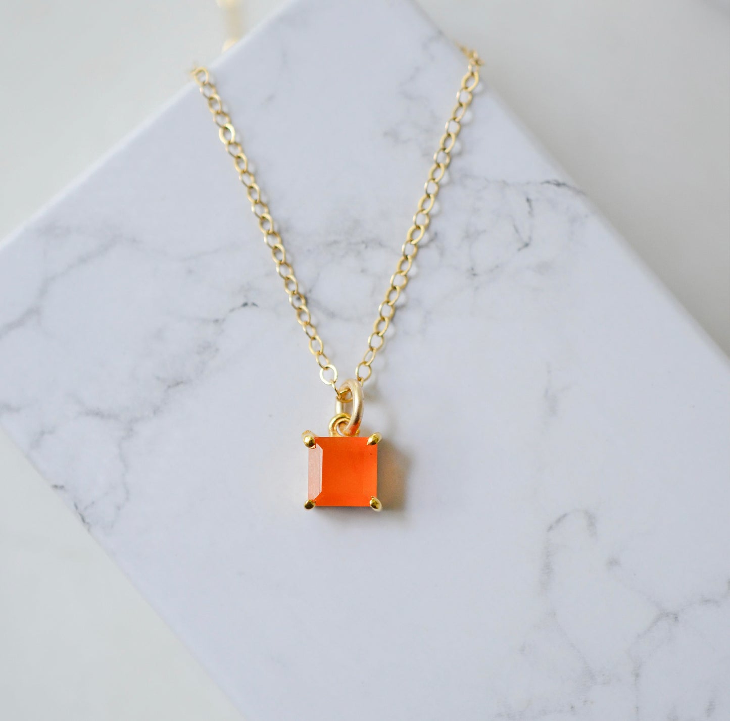 Minimalist Carnelian Square Necklace