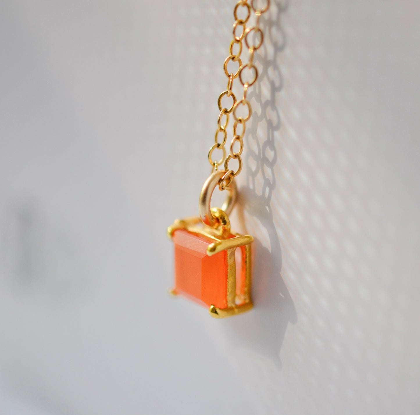 Minimalist Carnelian Square Necklace