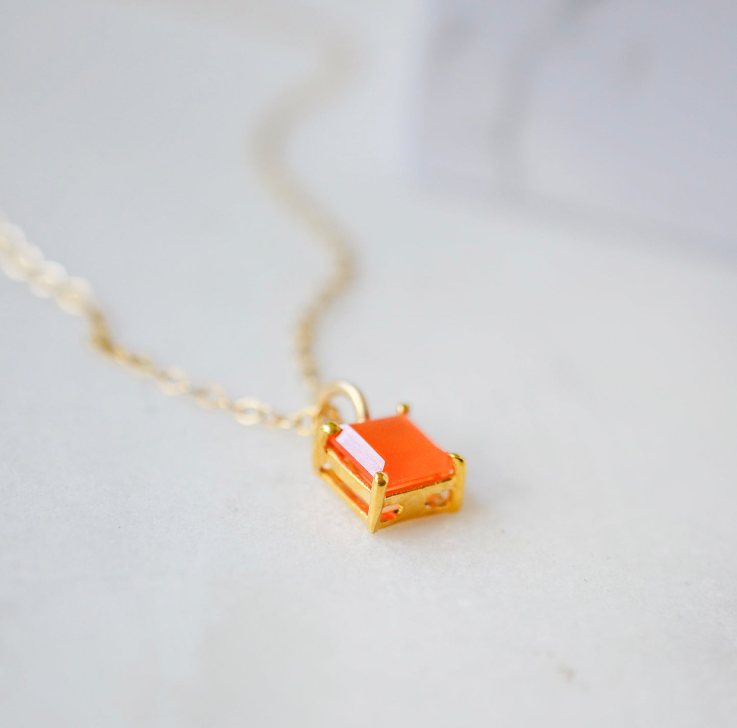 Minimalist Carnelian Square Necklace