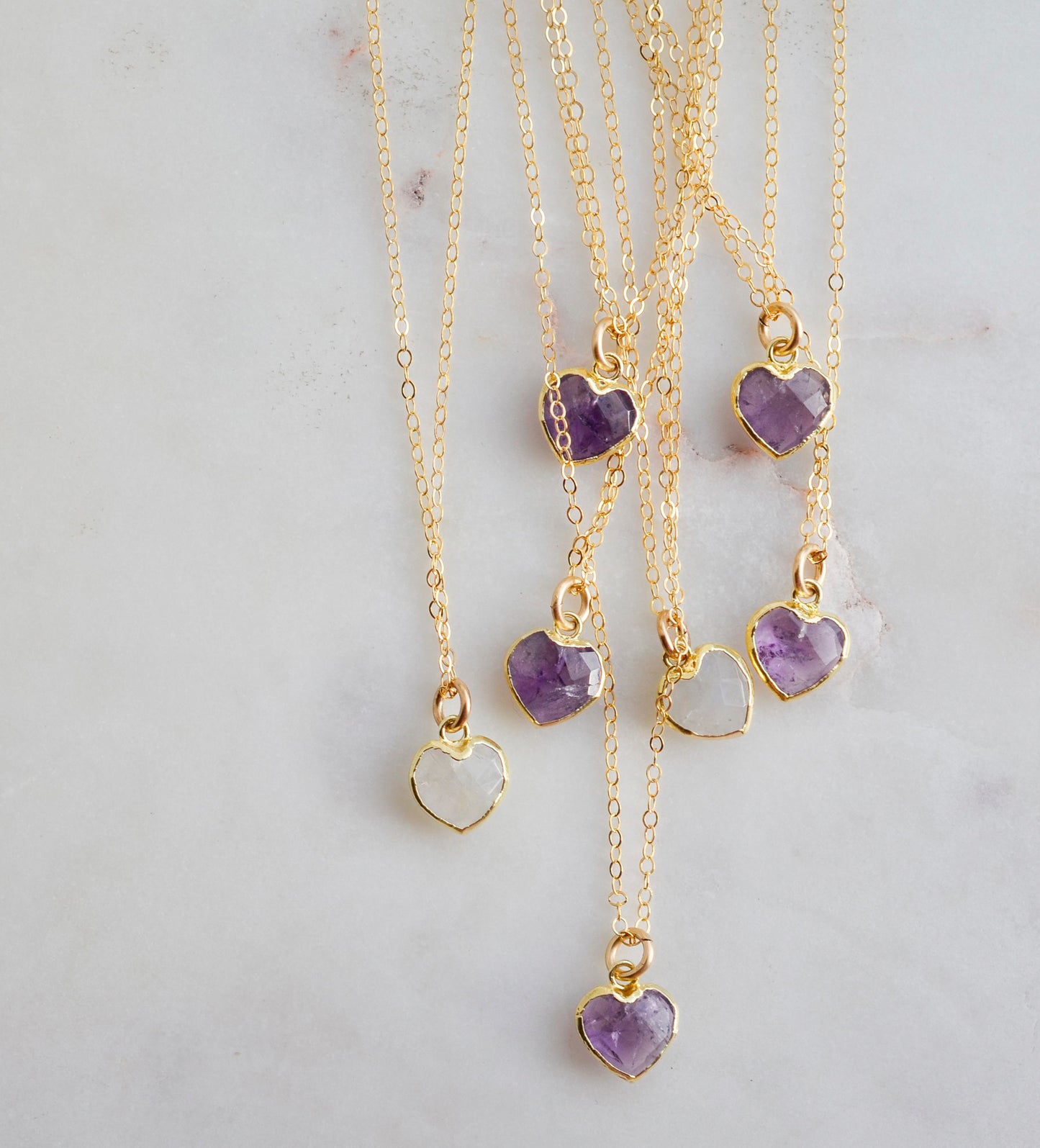 Amethyst Heart Pendant in 14k Gold Filled or Sterling Silver