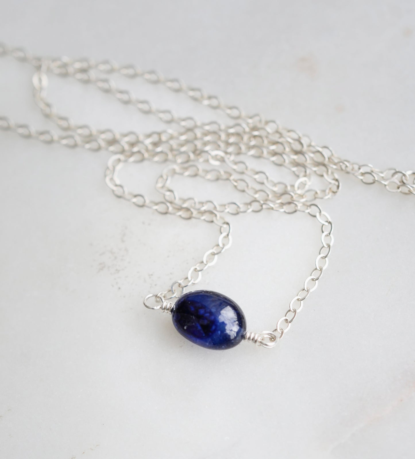 Deep Blue Sapphire Necklace