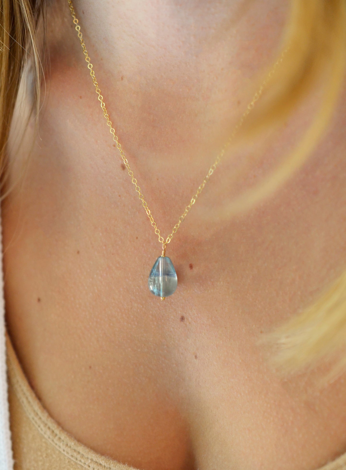 Natural Fluorite Necklace, Sterling Silver or 14k Gold Filled Chain