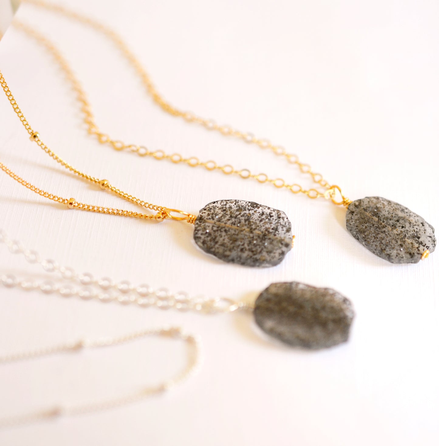 black sunstone necklace, sunstone pendant, jewelry, black gemstone, crystal, raw rough, gold, sterling silver