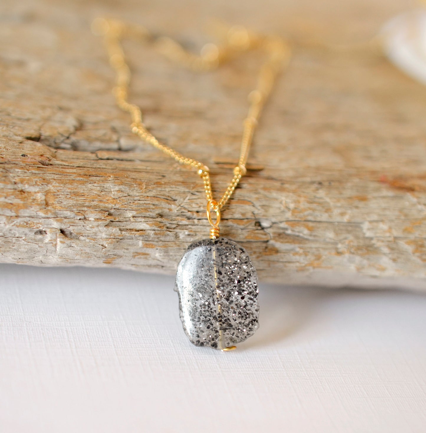 black sunstone necklace, sunstone pendant, jewelry, black gemstone, crystal, raw rough, gold, sterling silver