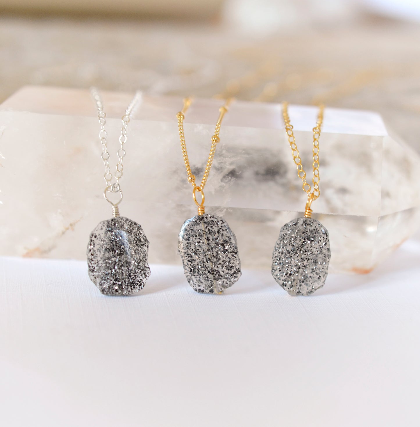 black sunstone necklace, sunstone pendant, jewelry, black gemstone, crystal, raw rough, gold, sterling silver
