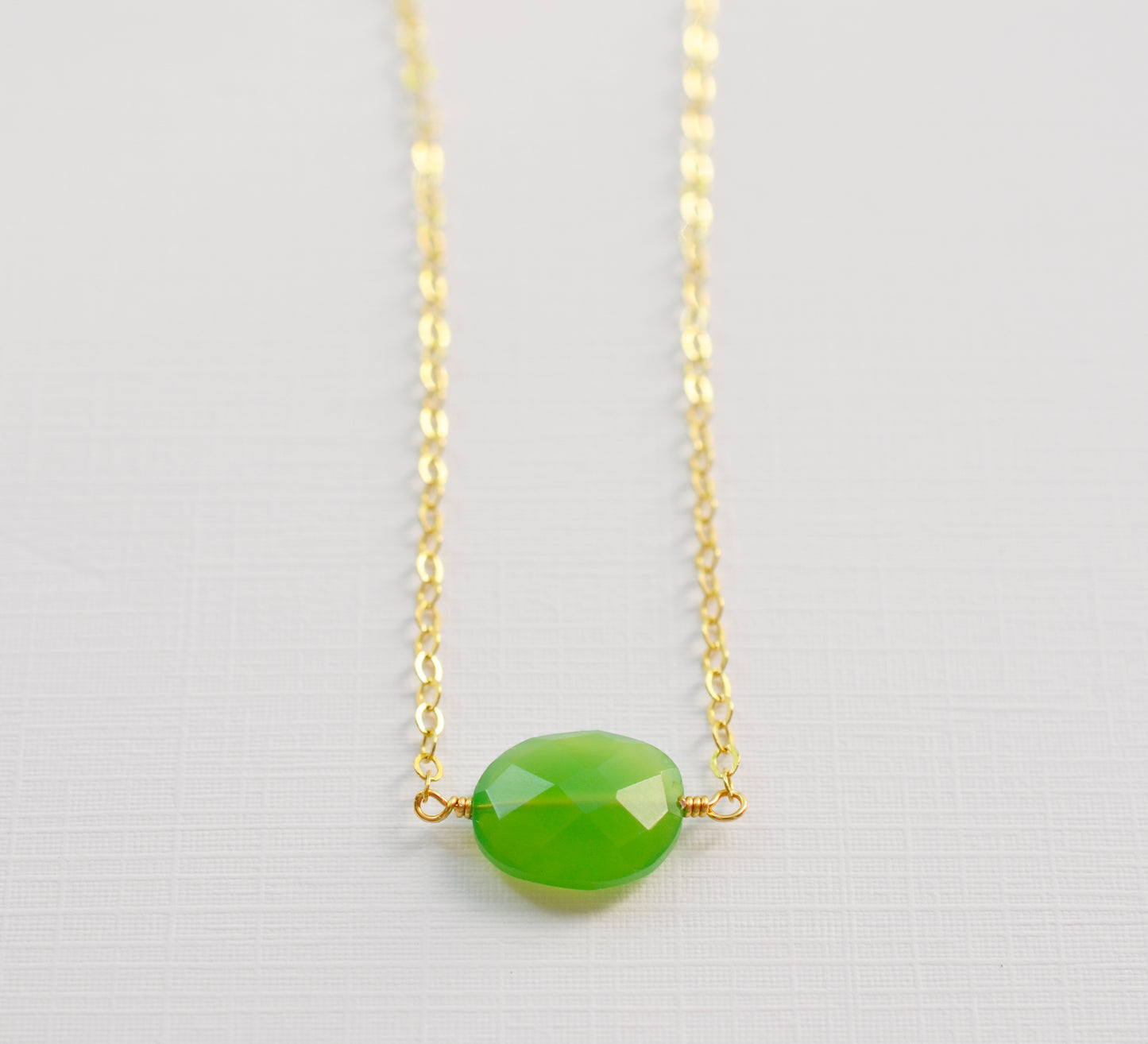 Green Chrysoprase Necklace, Sterling Silver or 14k Gold Filled