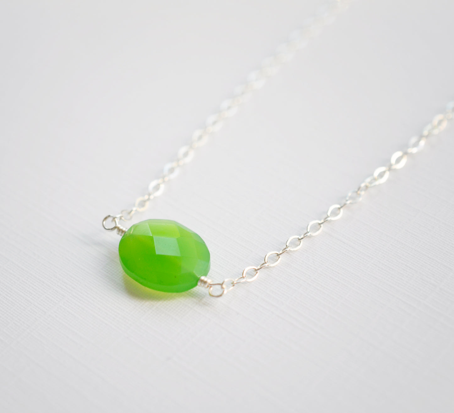 Green Chrysoprase Necklace, Sterling Silver or 14k Gold Filled