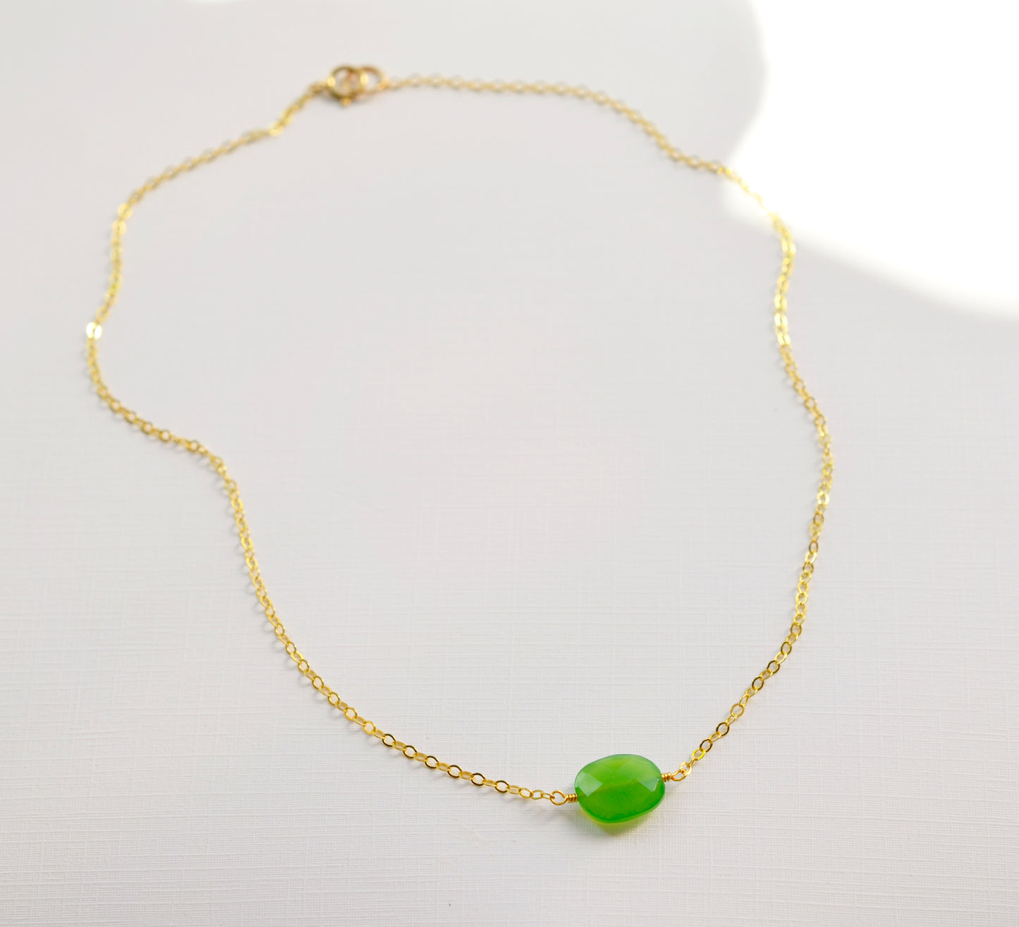 Green Chrysoprase Necklace, Sterling Silver or 14k Gold Filled