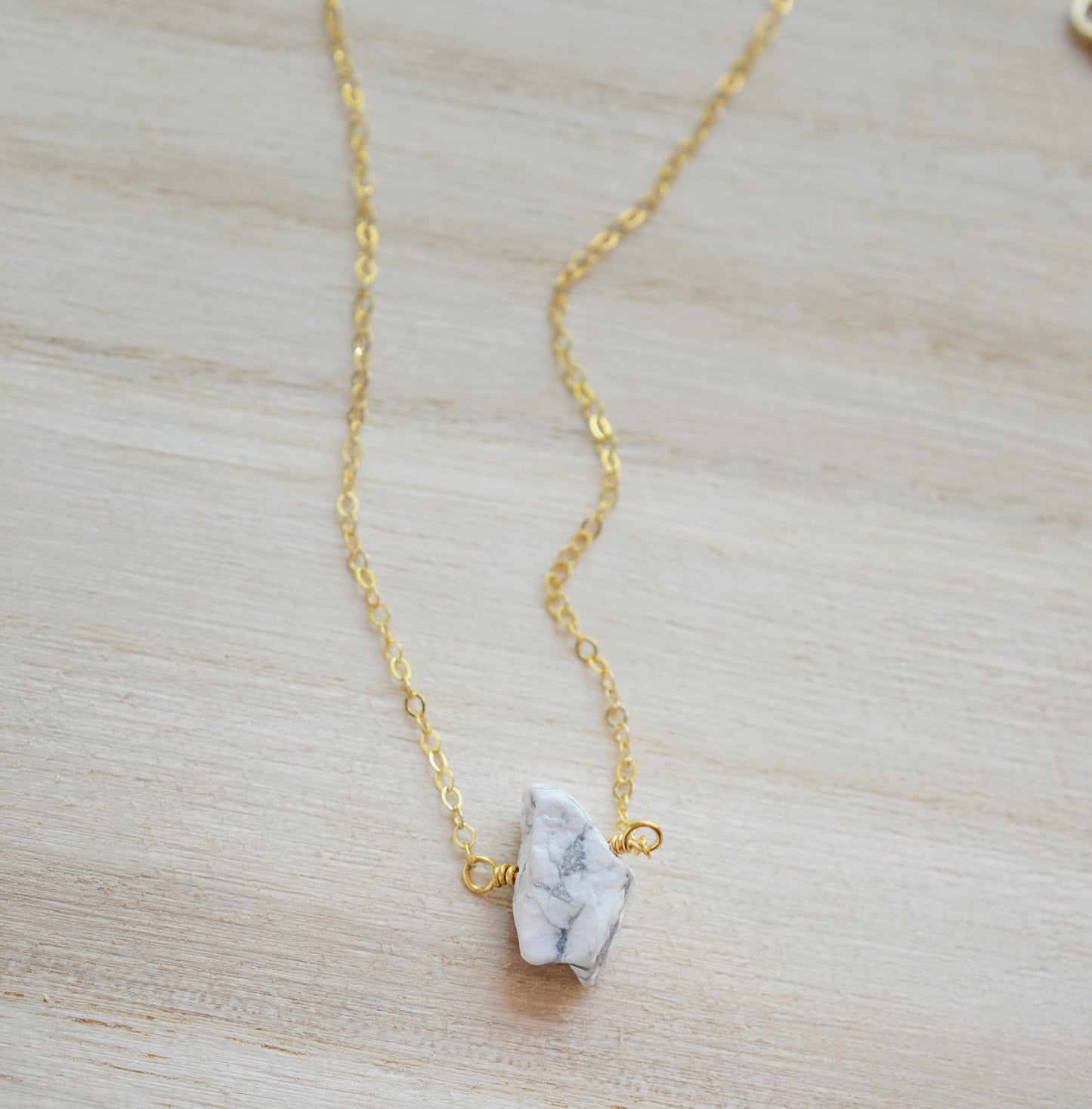 Natural Raw Howlite Necklace, Sterling or Gold Filled