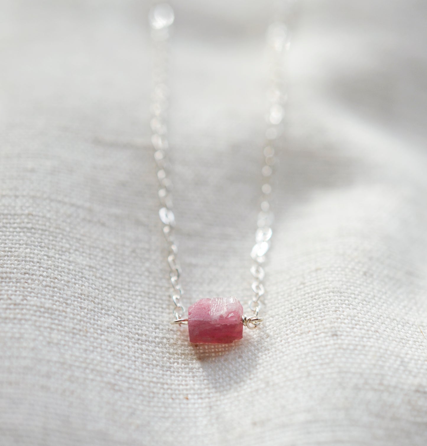 Raw Pink Tourmaline Necklace