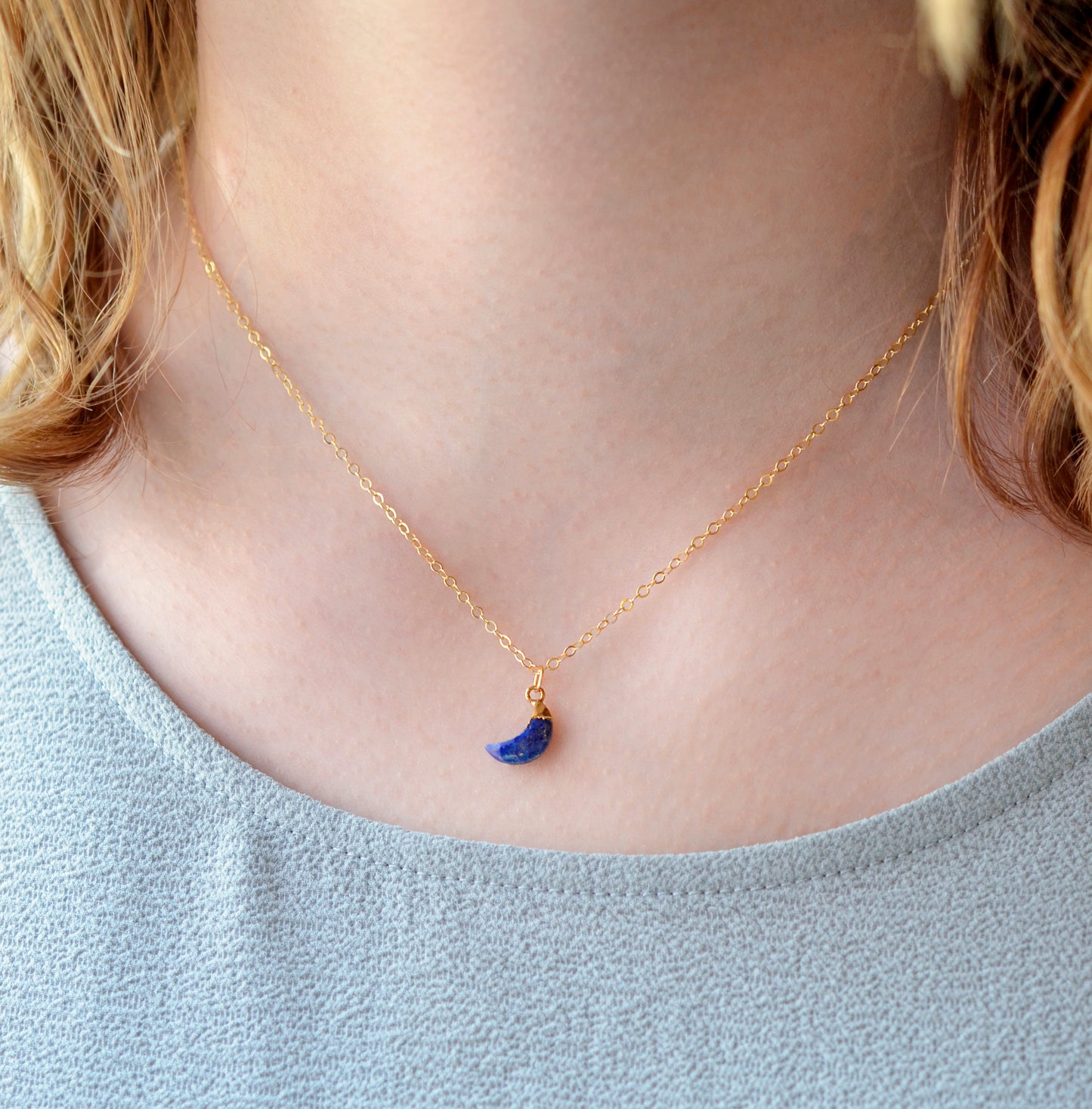 Lapis Lazuli Crescent Moon Necklace