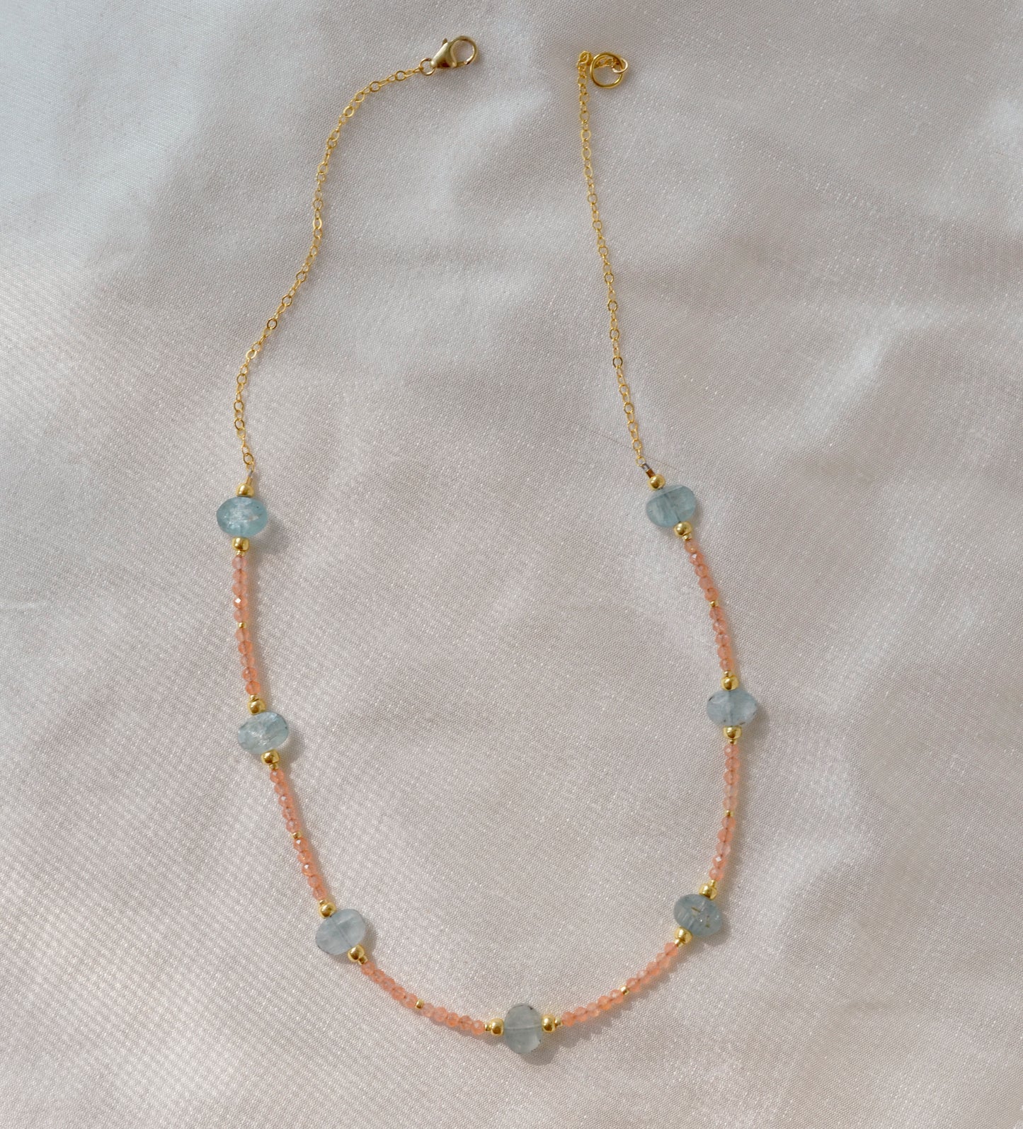 Kyanite and Sunstone Beaded Necklace