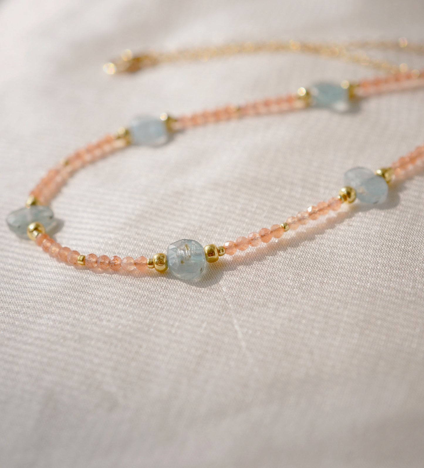 Kyanite and Sunstone Beaded Necklace