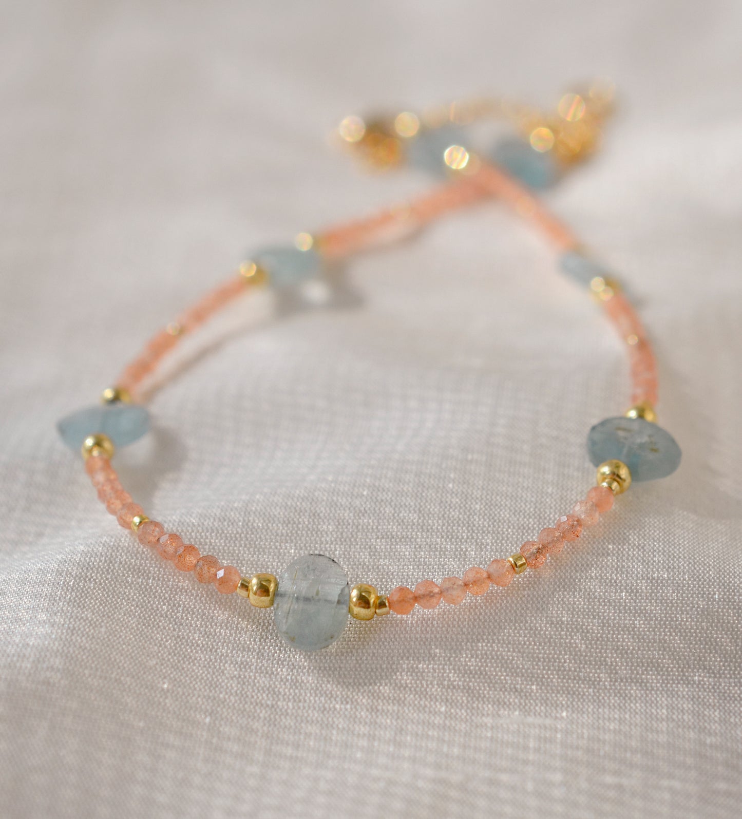 Kyanite and Sunstone Beaded Necklace