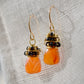 Carnelian and Onyx Wire Wrapped Dangle Earrings