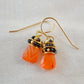 Carnelian and Onyx Wire Wrapped Dangle Earrings