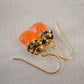Carnelian and Onyx Wire Wrapped Dangle Earrings