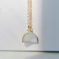 Milky White Quartz Druzy Crescent Necklace in 14k Gold Filled