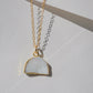 Milky White Quartz Druzy Crescent Necklace in 14k Gold Filled