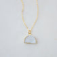 Milky White Quartz Druzy Crescent Necklace in 14k Gold Filled