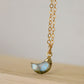 Labradorite Crescent Moon Necklace, Gold or Sterling Silver