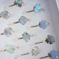 Group image of the different varieties of labradorite shapes. The band is sterling silver.