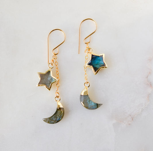 Asteria Earrings: Labradorite