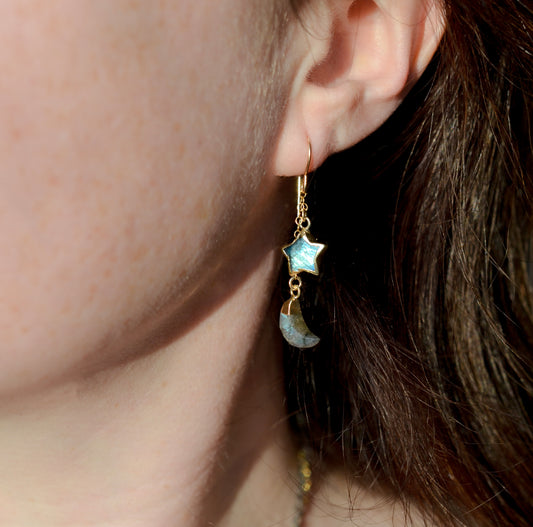 Asteria Earrings: Labradorite