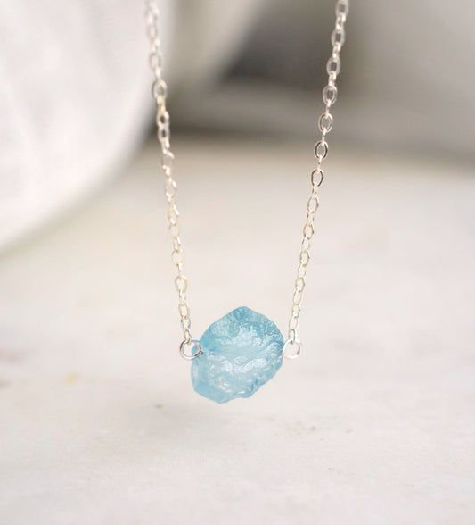 Raw Aquamarine Crystal Necklace