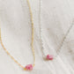 Minimalist rough pink Tourmaline crystal set on a 14k gold filled and a sterling silver chain. 