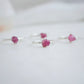 Four separate pink Tourmaline rings with raw crystals set in sterling silver.