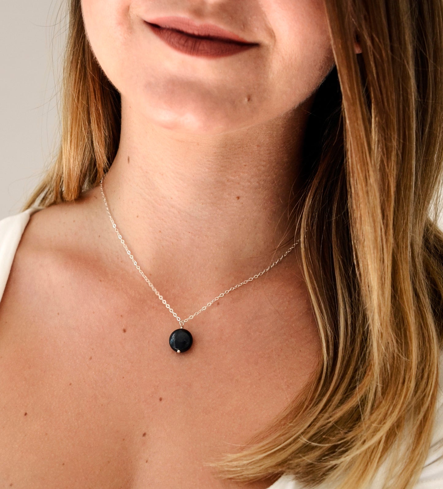 Natural Shungite Round Pendant Necklace