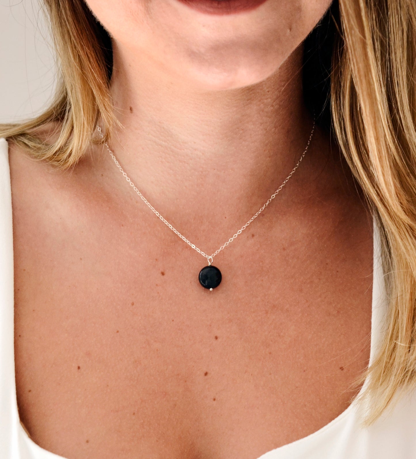 Natural Shungite Round Pendant Necklace