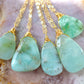 Green Chrysoprase Organic Pendant Necklace in Sterling Silver or 14k Gold Filled