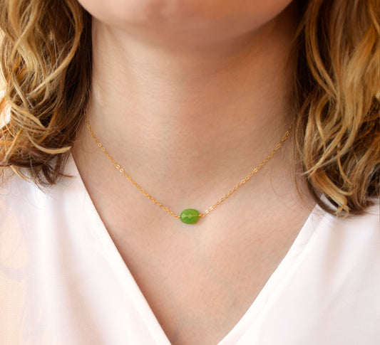 Green Chrysoprase Necklace, Sterling Silver or 14k Gold Filled