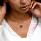 raw green amethyst gemstone on gold chain, necklace