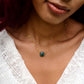 raw green amethyst gemstone on gold chain, necklace