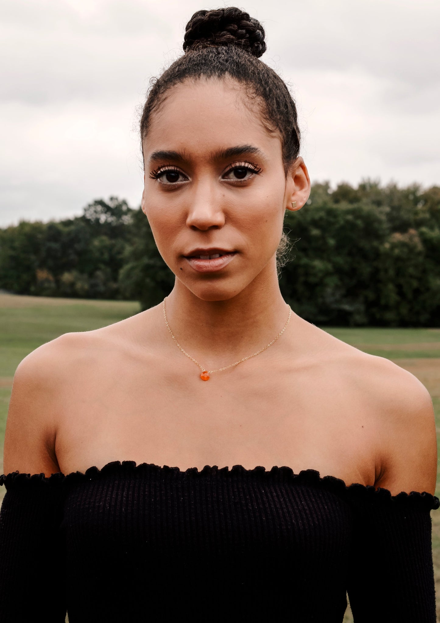 carnelian necklace, natural carnelian, crystal jewelry, orange gemstone, teardrop pendant, sterling silver, 14k gold