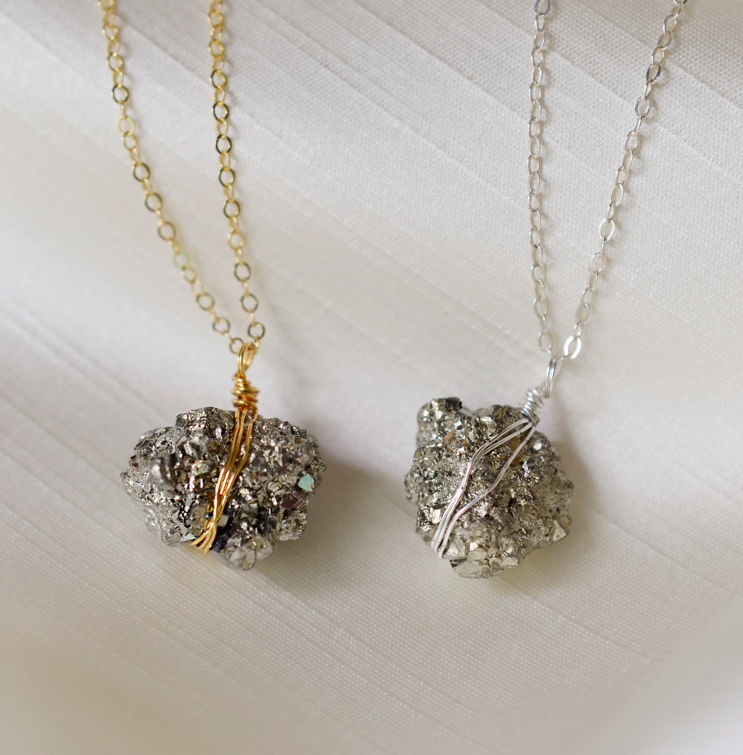 Pyrite Cluster Necklace, Sterling Silver or 14k Gold Filled