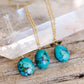 Genuine Turquoise Necklace, Natural Chunky Turquoise Pendant, December Birthstone, Sterling Silver or Gold Filled