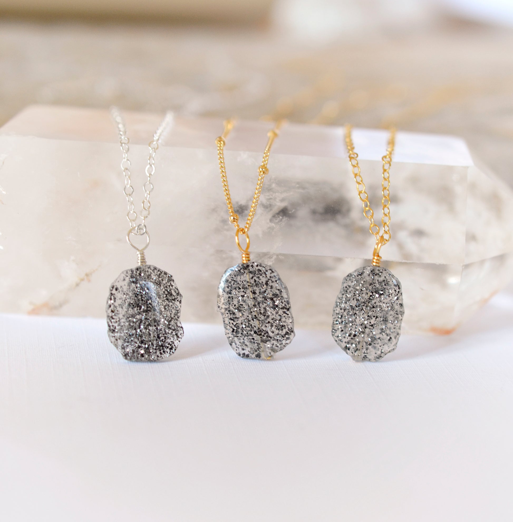 black sunstone necklace, sunstone pendant, jewelry, black gemstone, crystal, raw rough, gold, sterling silver