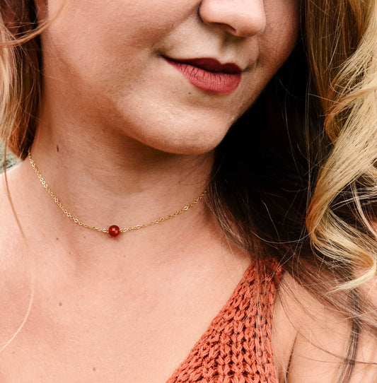 Carnelian Coin Necklace