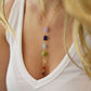 Raw Crystal Chakra Necklace, Rainbow Pendant