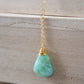 Green Chrysoprase Organic Pendant Necklace in Sterling Silver or 14k Gold Filled