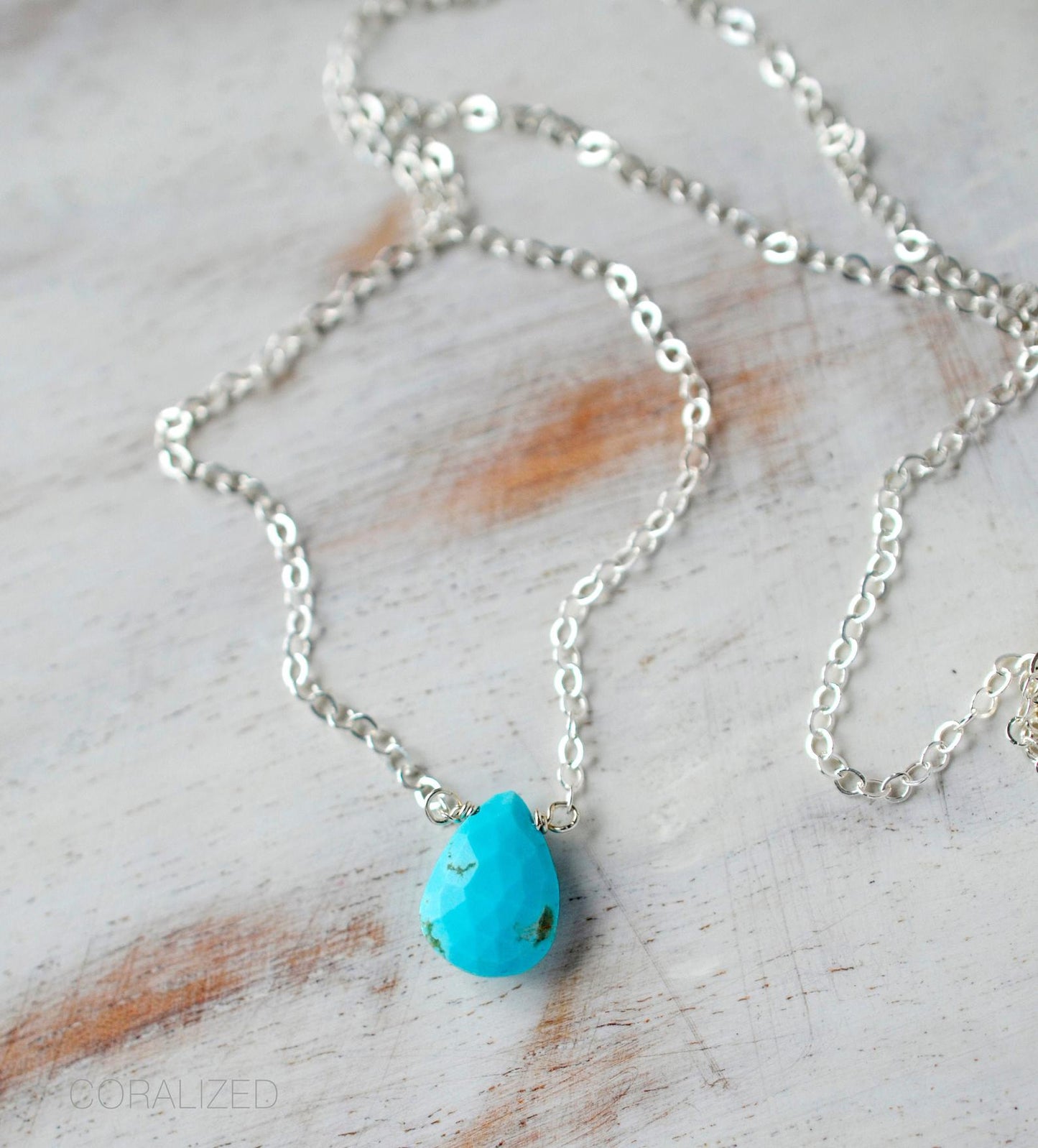 Genuine Arizona Turquoise Teardrop Necklace