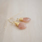 Peach Sunstone Wire Wrapped Earrings