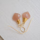 Peach Sunstone Wire Wrapped Earrings