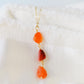 Carnelian necklace, raw carnelian, orange jewelry, crystal pendant, gemstone, three, orange wedding, bridesmaid, sterling silver, gold